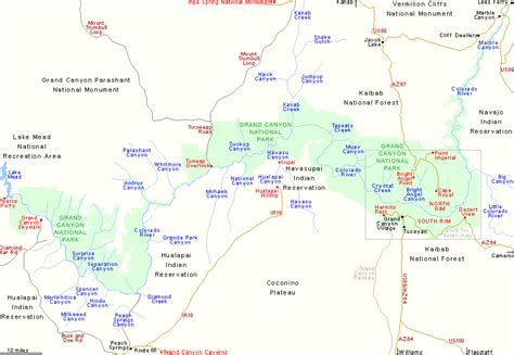 Map of Grand Canyon National Park, Arizona