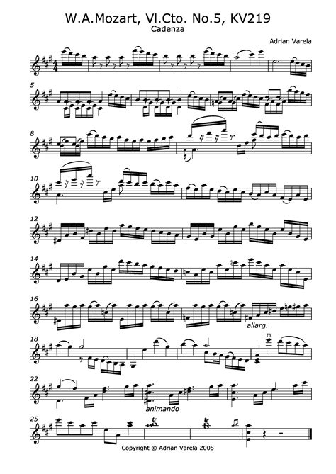 Mozart VIolin Concerto No.5 in A major, Cadenza 1st mov. | eBooks ...