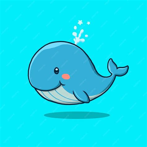 Dibujos animados de ballena azul lindo aislado en azul | Vector Premium