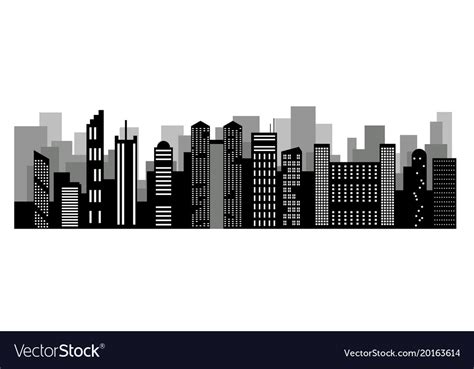 Black random city skyline on white background Vector Image