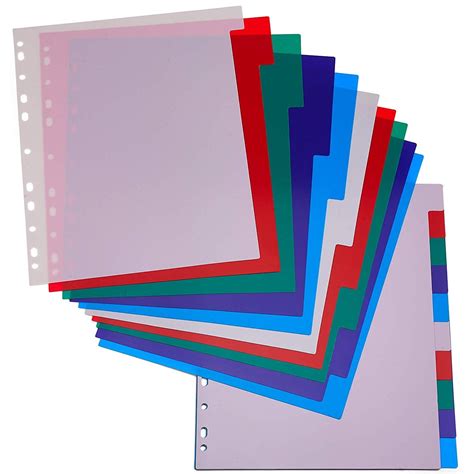 3-Ring Binder Dividers With 10-Color Tabs Pack Durable Ring Binders For ...