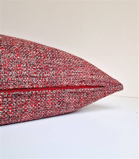 Red Boho Pillow Red Tweed Pillow Red Gray Boucle Throw Pillow - Etsy