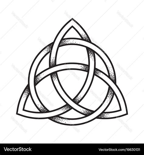 Triquetra or trinity knot hand drawn dot work Vector Image