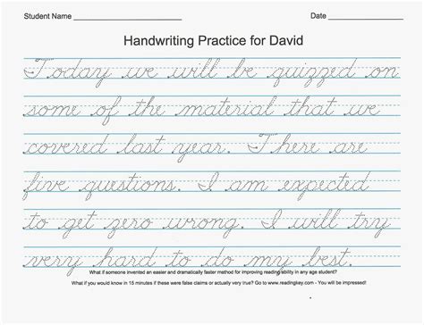 Printable Cursive Writing Practice Sheets