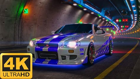 GTR R34 Nissan Skyline - Live Wallpaper - Ambiente Tunnel Drive - 4K ...