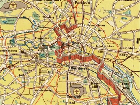 Vintage Map of Berlin Wall 1962