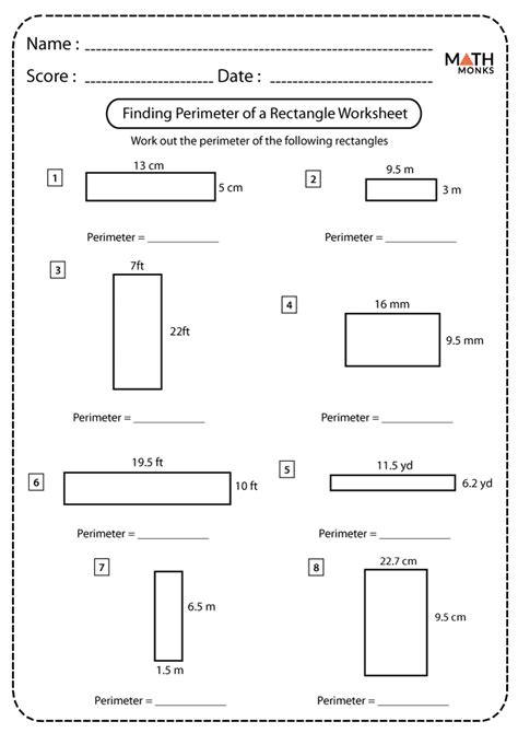 Rectangle Area And Perimeter Worksheet - Printable Word Searches