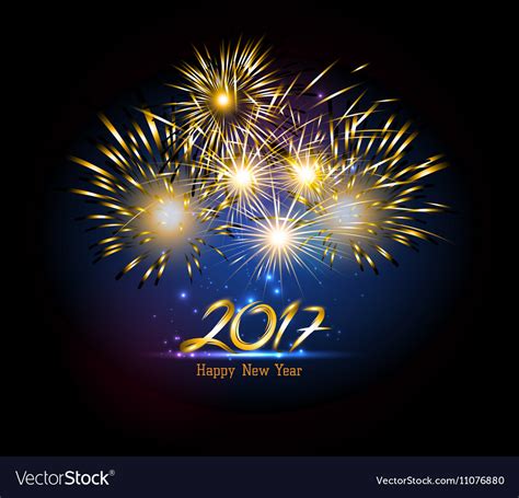 Happy new year 2017 gold fireworks Royalty Free Vector Image