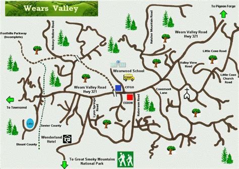 A nice and colorful map of Wears Valley in the beautiful smoky ...