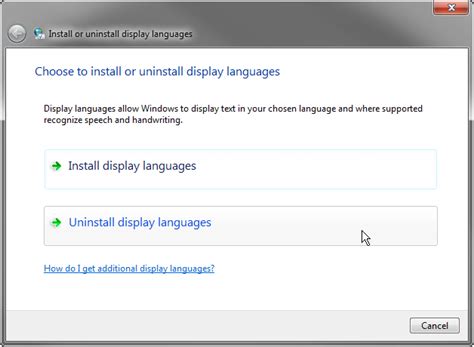 Windows 7 Language Pack does not show the option to install English version