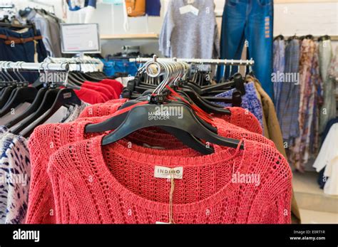 Marks and Spencer - M&S - clothing displays inside the store, England ...