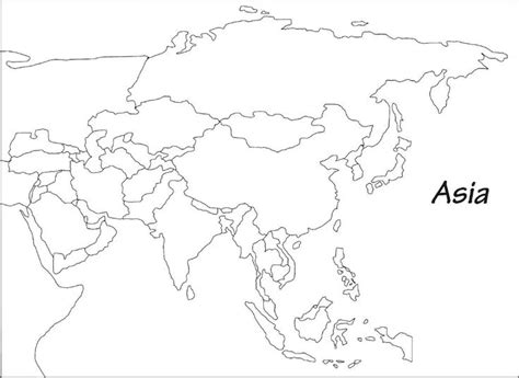 Blank Map of Asia | Printable Outline Map of Asia | WhatsAnswer | World ...