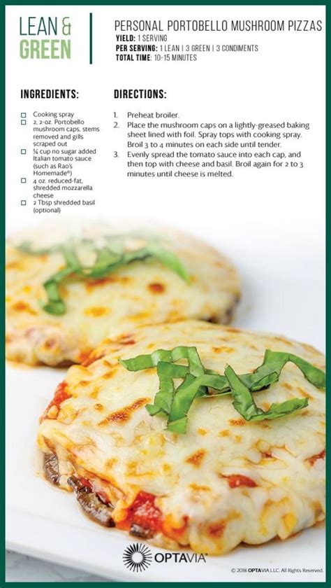 Optavia Recipe Guide Lean Dinners, Green Pizza, Lean Protein Meals ...