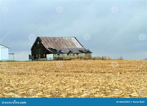 Old Barn by Harvested Corn Field Stock Image - Image of house, corn ...