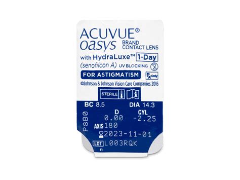 Acuvue Oasys 1-Day with HydraLuxe for Astigmatism toric contacts (30 ...