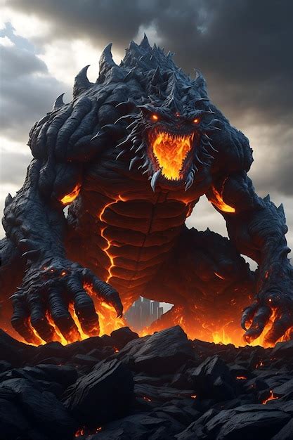 Premium Photo | Giant lava monsters reinforced by volcanic power