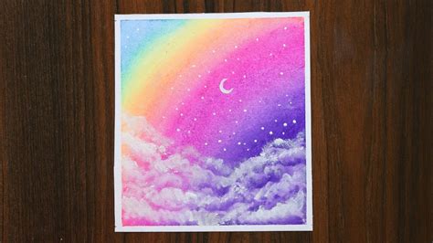 Oil Pastels Easy Rainbow Scenery Drawing - Gamer 4 Everbr