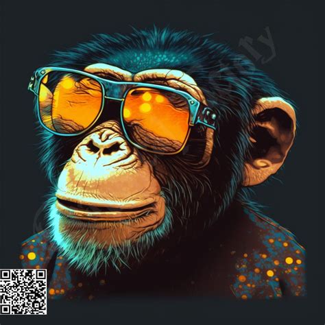 Monkey Art Retro Style Monkey Art Monkey With Sun Glasses - Etsy