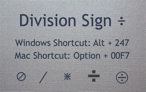 Division Symbol Keyboard Shortcut