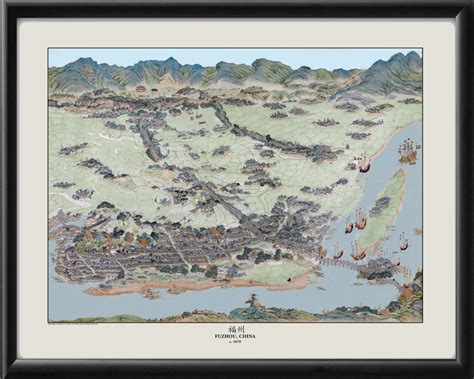 Fuzhou China 1670 Restored Map | Vintage City Maps