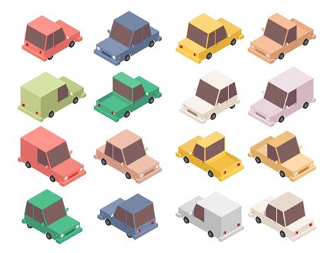 Isometric colorful car set 1437696 Vector Art at Vecteezy