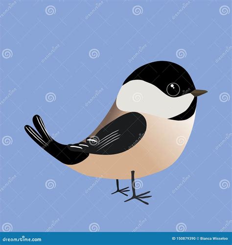 Cute Chickadee Bird Cartoon Character Holding A Rose | CartoonDealer ...