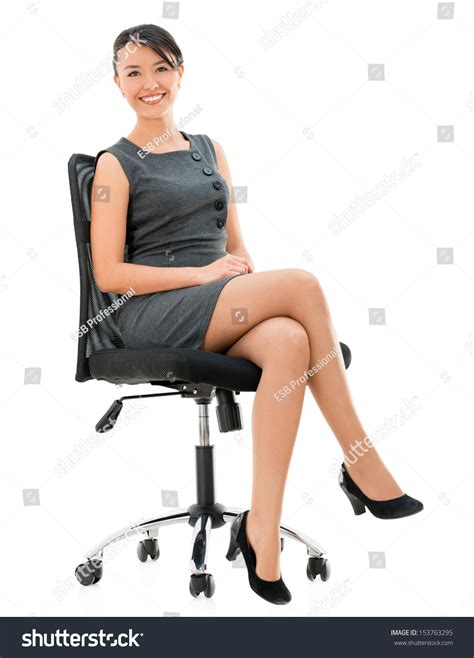 Happy Business Woman Sitting On Chair Stock Photo 153763295 | Shutterstock