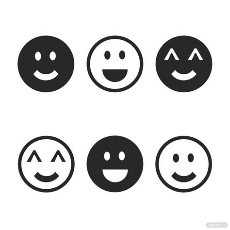 Black and White Smiley Face Vector in Illustrator, SVG, JPG, EPS, PNG ...