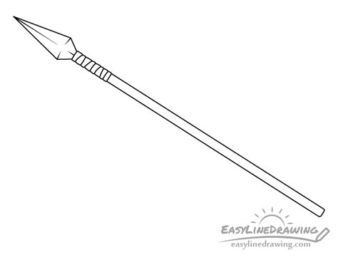 How to Draw a Spear Step by Step - EasyLineDrawing