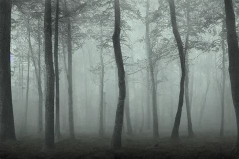 deep dark moody forest, red fog on the ground, bleak. | Stable Diffusion