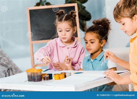 Adorable Little Multiracial Children Stock Image - Image of drawing ...