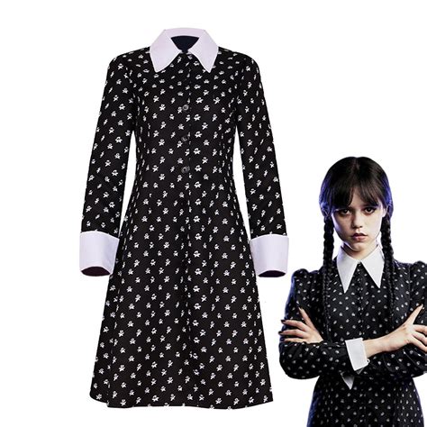 Buy Wednesday Addams Costume Kids, Girls Wednesday Addams Dress Cosplay ...