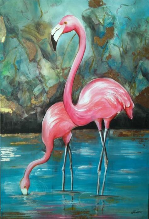 Flamingos, Painting by Mancouto | Artmajeur