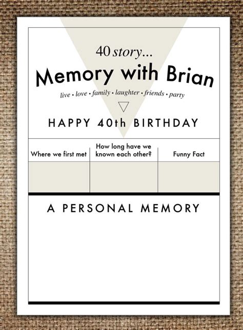 50th Birthday Memory Book Templates - Printable Birthday Cards