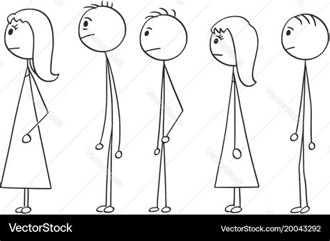 Cartoon of line of people waiting in queue Vector Image