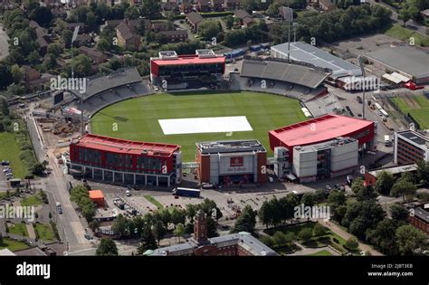 aerial view of the Emirates Old Trafford Cricket Stadium, Manchester ...