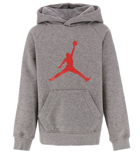 Jordan Hoodie - Jumpman Logo - Grey Melange w. Red