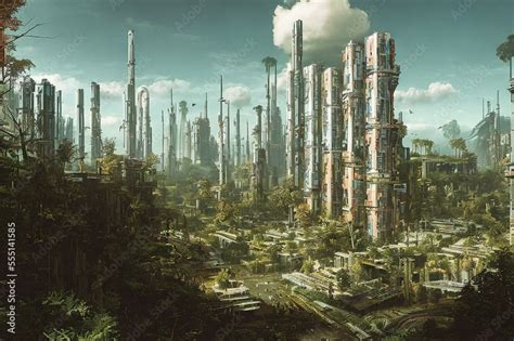 dystopian concept art of a futuristic city landscape in a cyberpunk ...