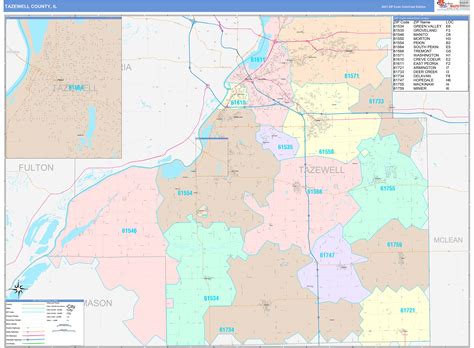 Tazewell County, IL Wall Map Color Cast Style by MarketMAPS - MapSales