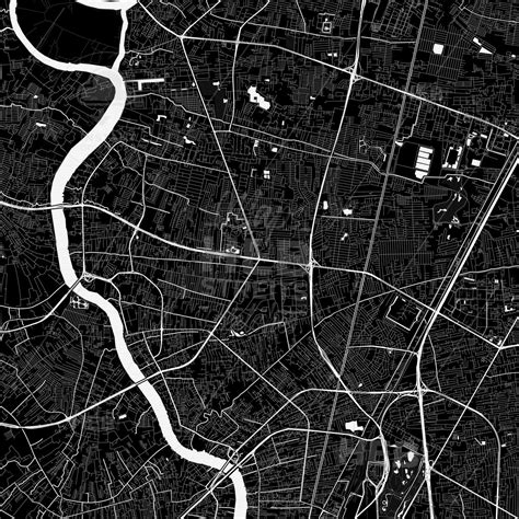 Nonthaburi, Thailand PDF map | Nonthaburi, Map vector, Black and white