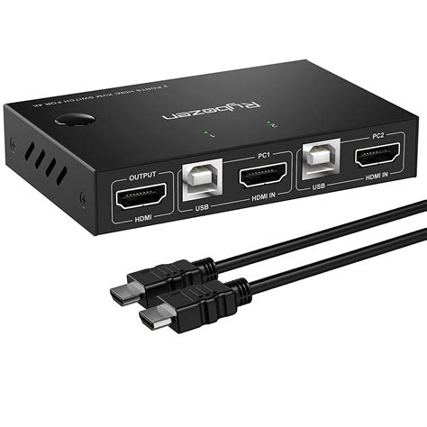 KVM Switch HDMI 2 Port Box, Rybozen USB and HDMI Switch for 2 Computers ...