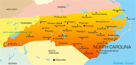 Printable Map Of North Carolina Cities