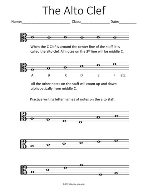 Alto Clef Note Reading Worksheet