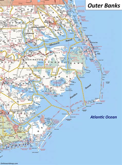 Map of The Outer Banks | North Carolina, U.S. | List of Islands and ...