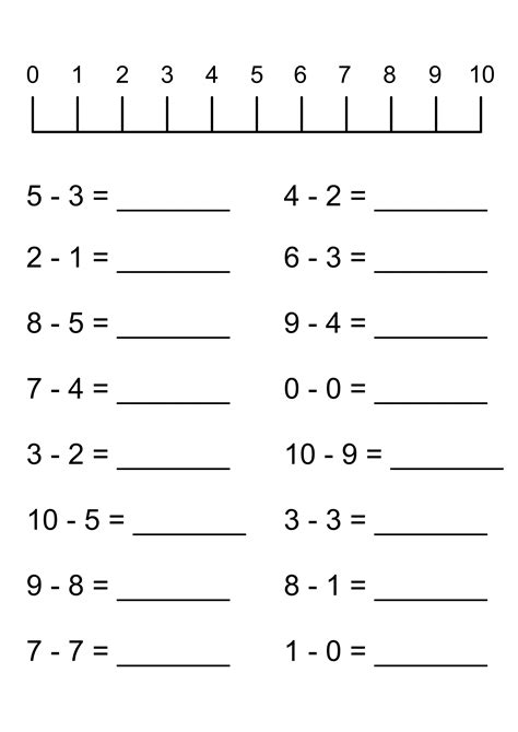 Free Printable Number Subtraction (1-10) Worksheets For Grade 1 And 336