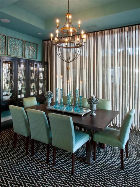 Turquoise Dining Room, Aqua Living Room, Brown Dining Room, Coastal ...