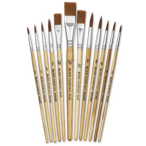 Blick Essentials Value Brush Set - Assorted Brushes, Brown Nylon, Set ...