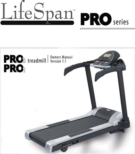 Lifespan Fitness Treadmill Pro1 Users Manual Pro3 Owners