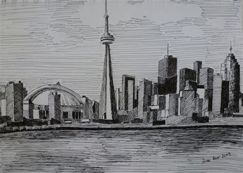 Toronto Skyline Sketch at PaintingValley.com | Explore collection of ...