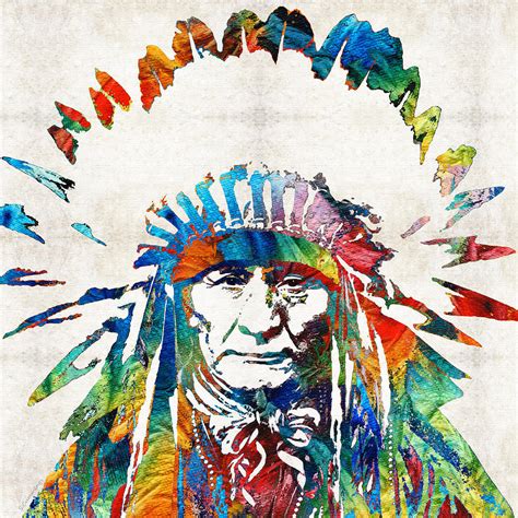 Native American Art - Chief - By Sharon Cummings Painting by Sharon ...